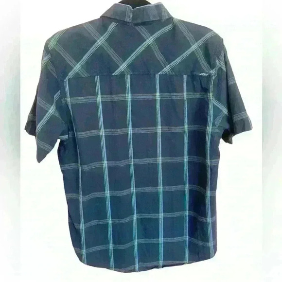 Men’s AStars button down blue green short sleeved SHIRT SZ M - Picture 2 of 3